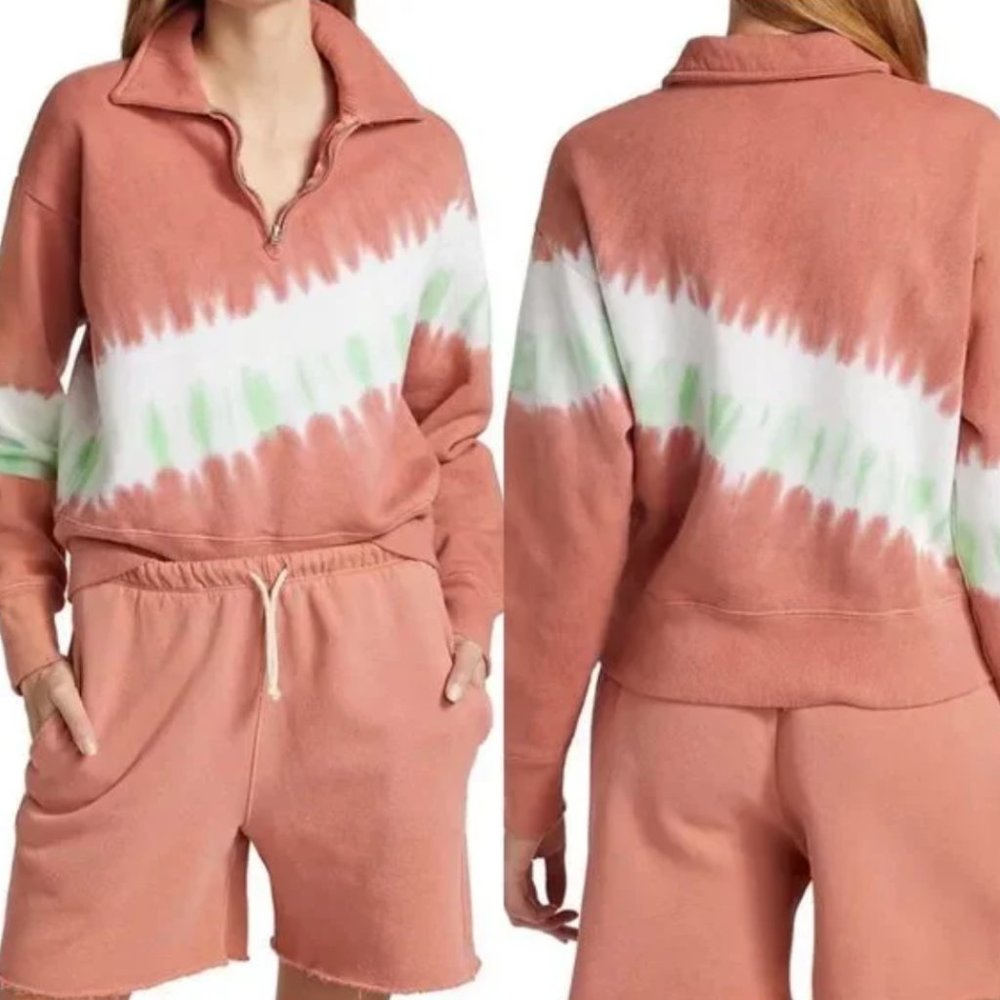 RE/DONE X Hanes Clay Diagonal Dye 70’s Half Zip Sweatshirt